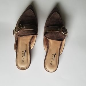 *New Glaze Taupe Pointed Mule Shoes